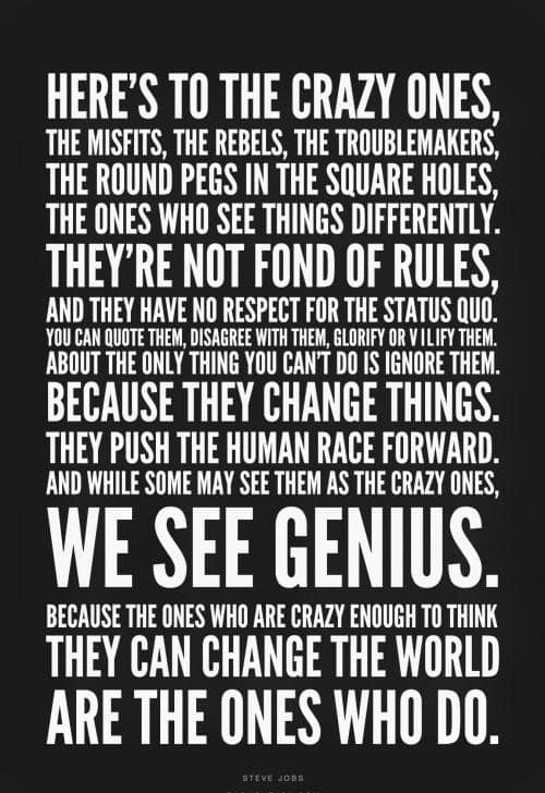 'மாத்தியோசி' பித்தர்களே உலகை மாற்றுகிறார்கள்! -ஸ்டீவ் ஜாப்ஸ் ஆப்பிள்